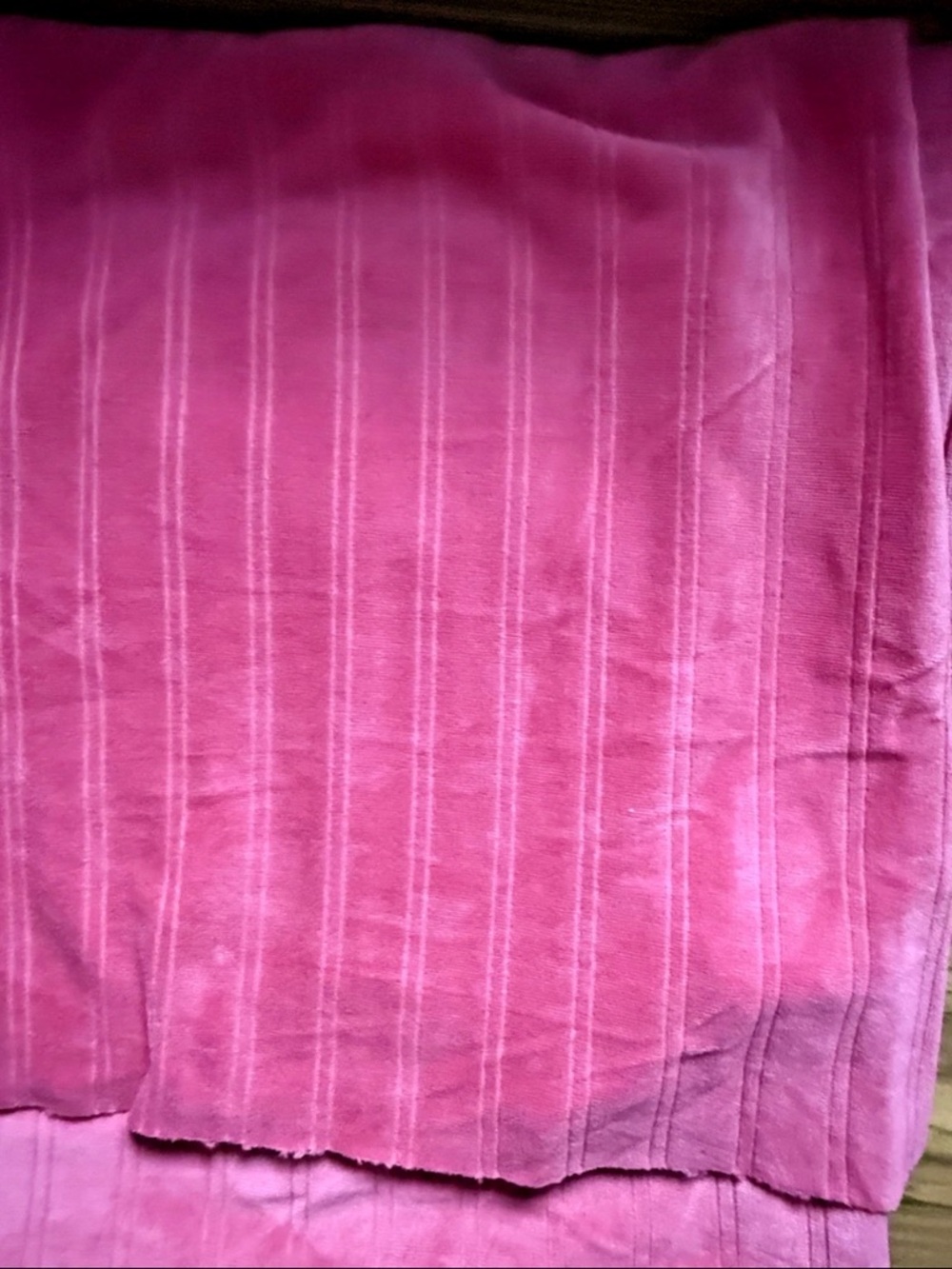 Vintage 80s Medium Pink Stripe Velour  Apparel Fabric 1yd + 28" Lx60" W